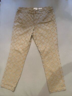 Anthropologie Relaxed Chino Pants with Yellow Eyelet Detail